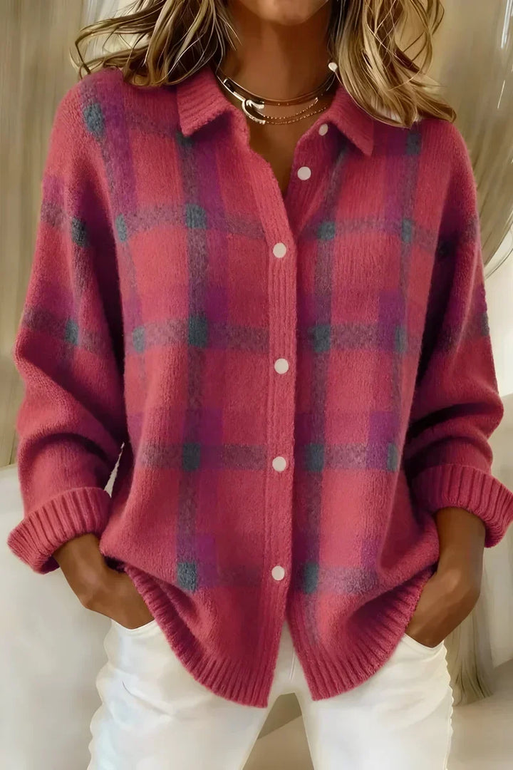 Ashley | Classic Checked Knit Shirt with Collar