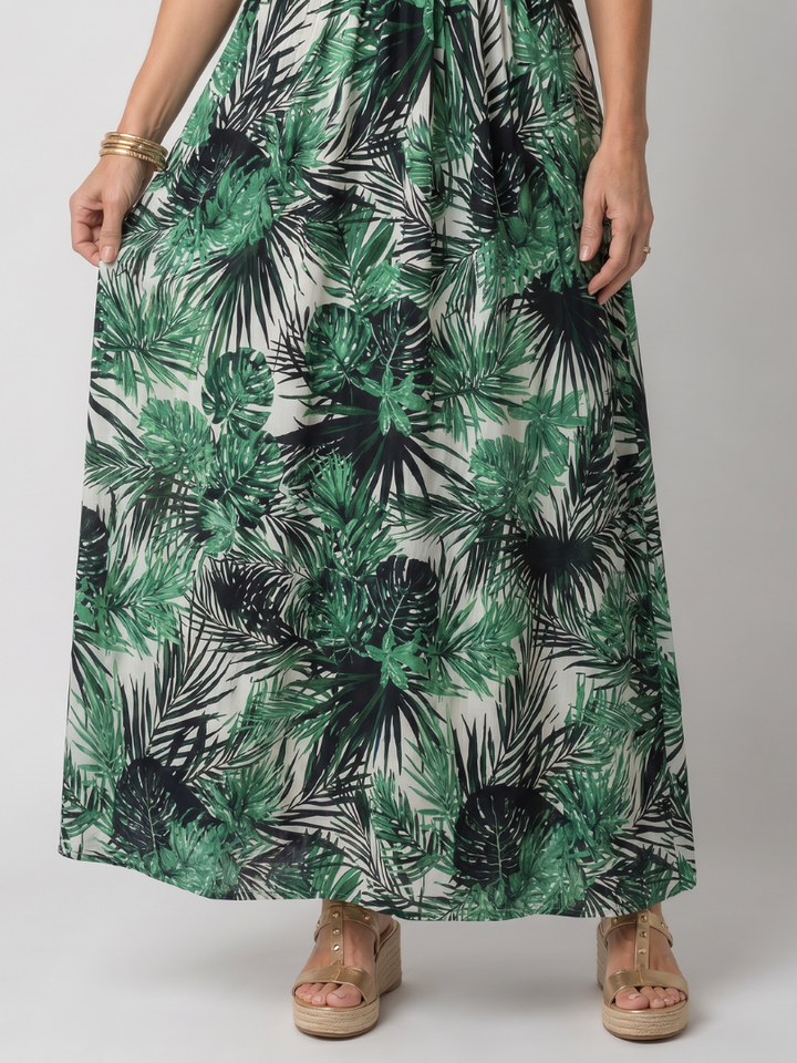 Maravelle | Midi Dress Without Sleeves with Floral Design
