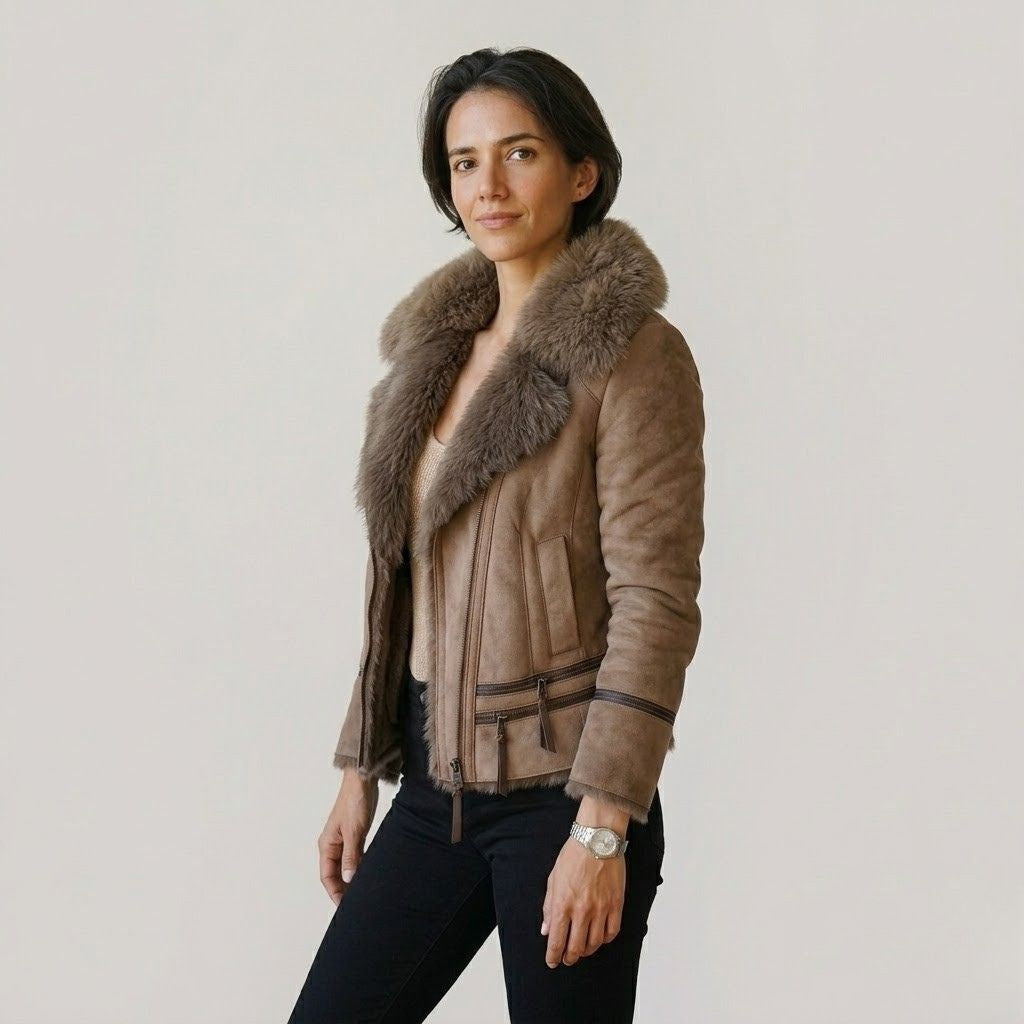 Asymmetrical Detail Short Structured Polyester Jacket