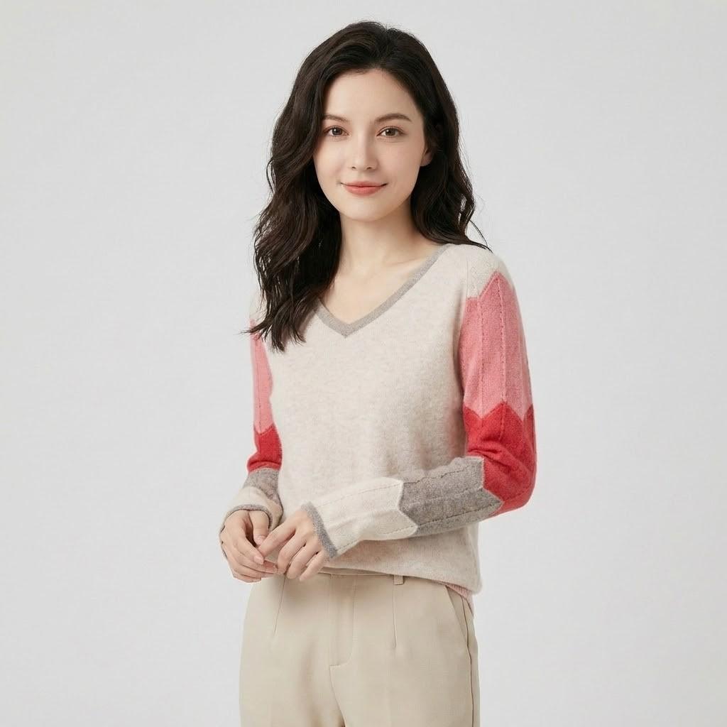 Cozy Loose-Fit Knit Sweater with Vibrant Geometric Design