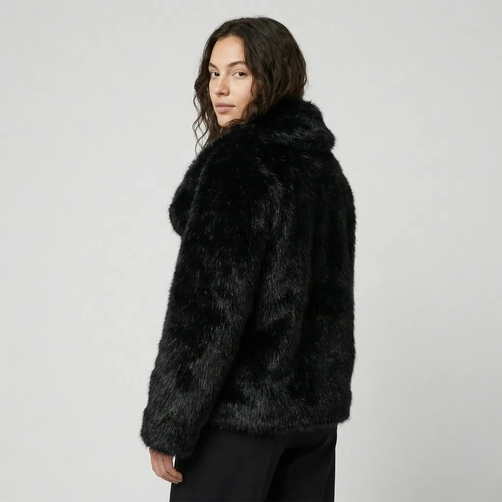Urban-Inspired Short Structured Faux Fur Jacket