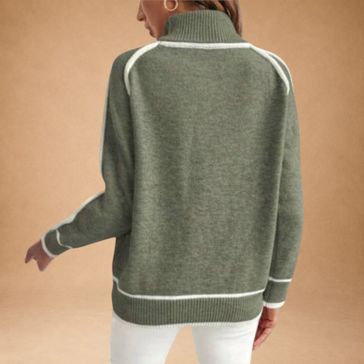 Christine - Luxurious Olive-Coloured Knit Sweater