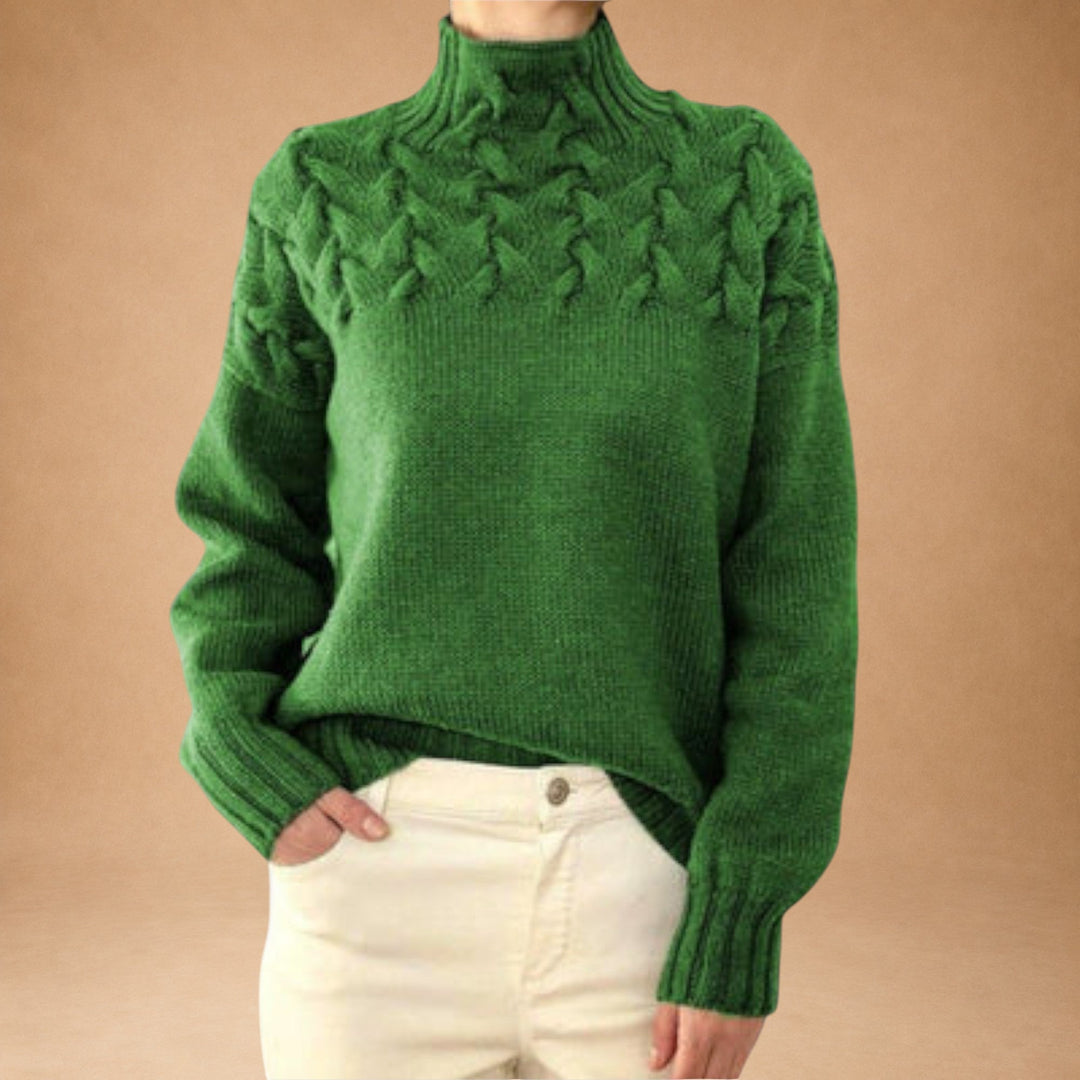 Eva - Women's Knitted Sweater with Knitting Detail