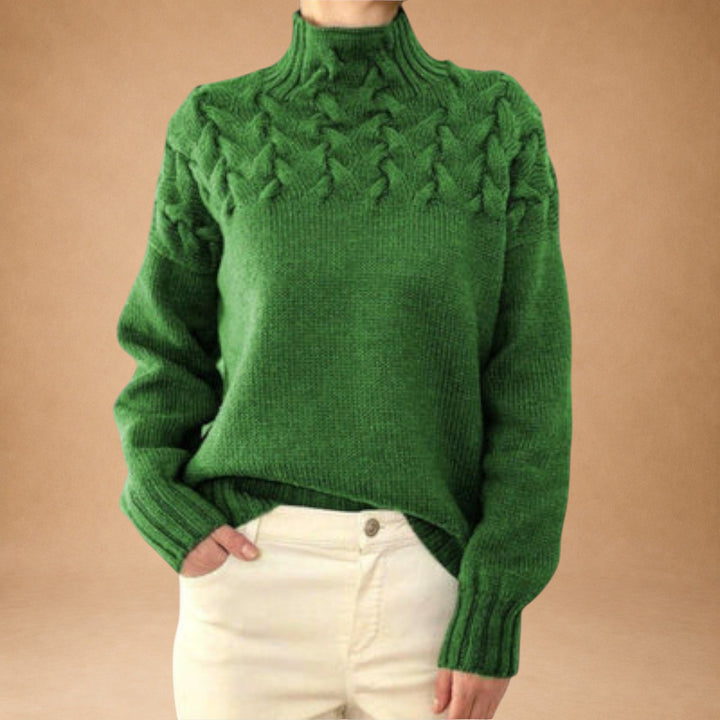 Eva - Women's Knitted Sweater with Knitting Detail
