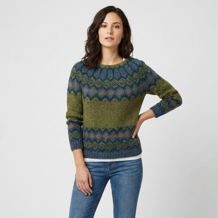 Loose-Fit Geometric Pattern Knitted Wool Blend Sweater