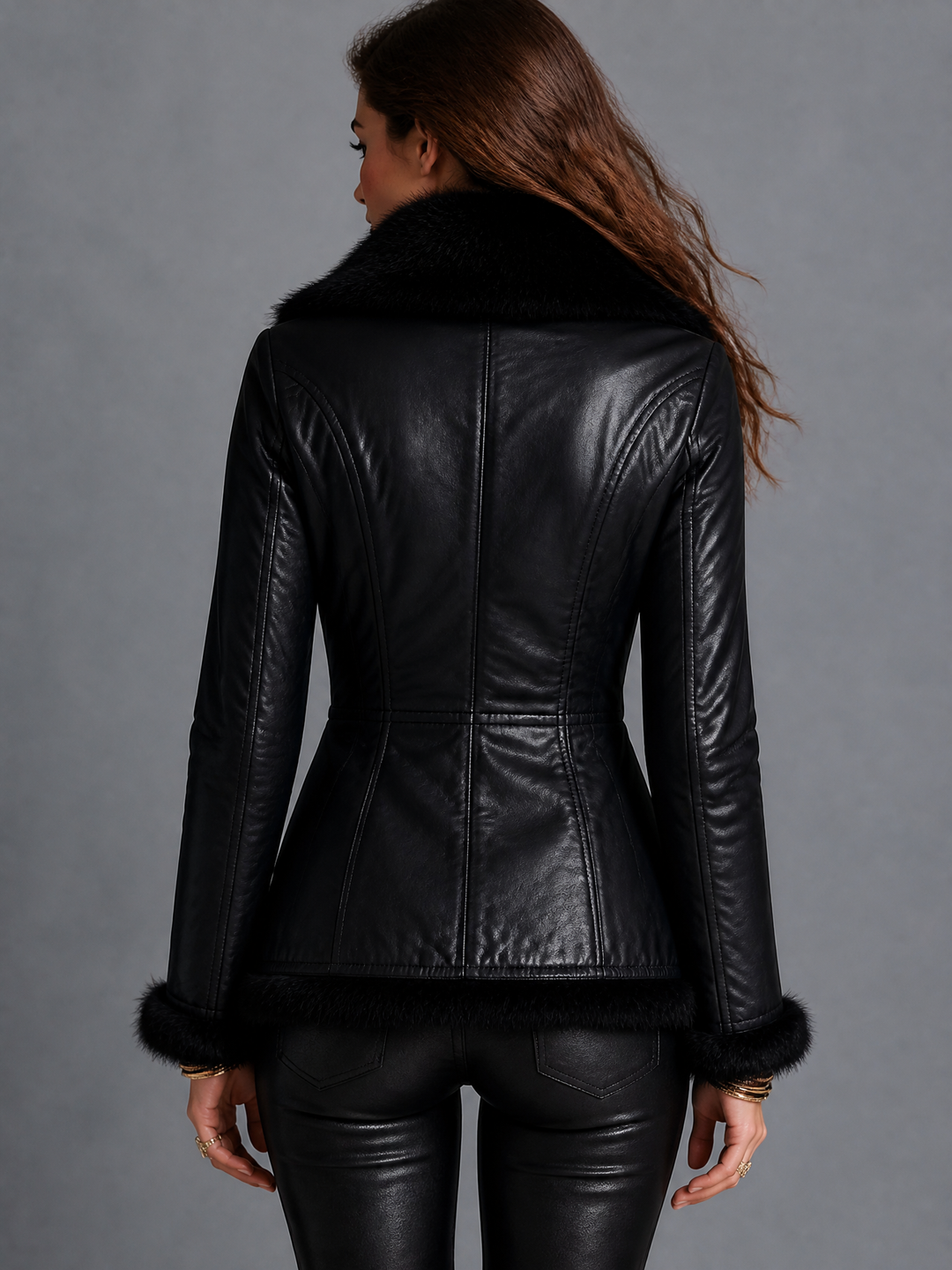 Midnight Wanderer Faux Fur Biker Jacket