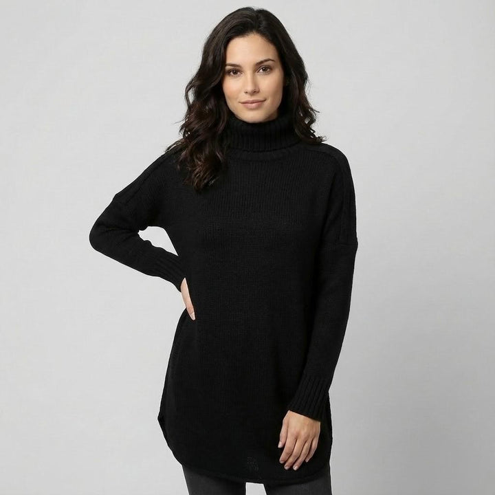 Cozy Wool Blend Sweater with Loose Fit and High Roll Neck