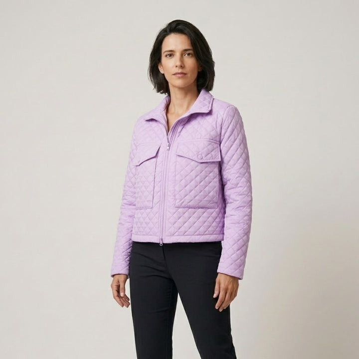 Urban Style Short Quilted Polyester Jacket with Front Pockets