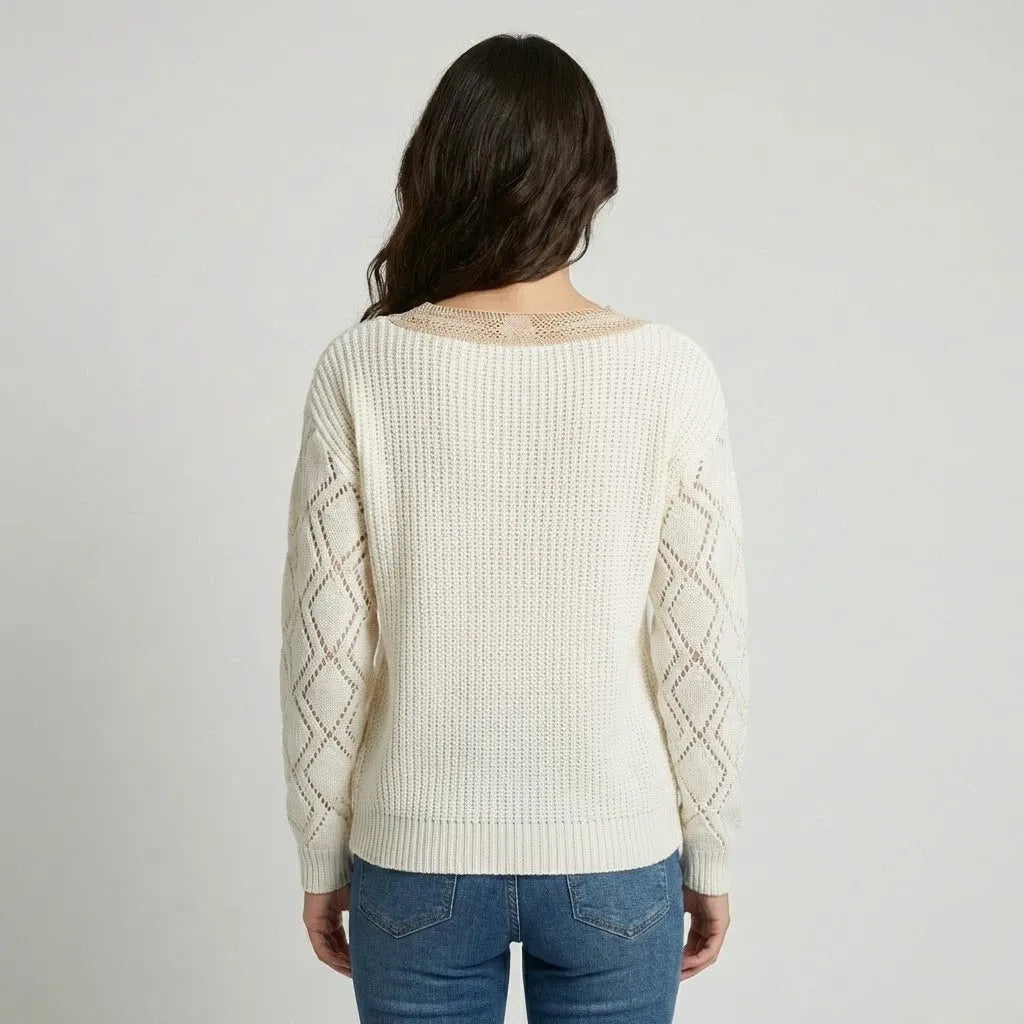 Cozy V-Neck Knitted Sweater for a Relaxed Fit