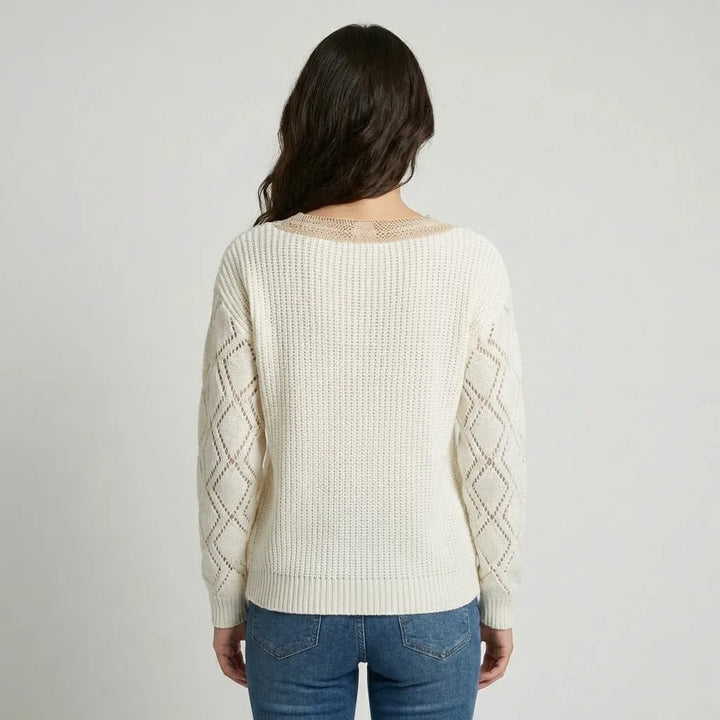 Cozy V-Neck Knitted Sweater for a Relaxed Fit