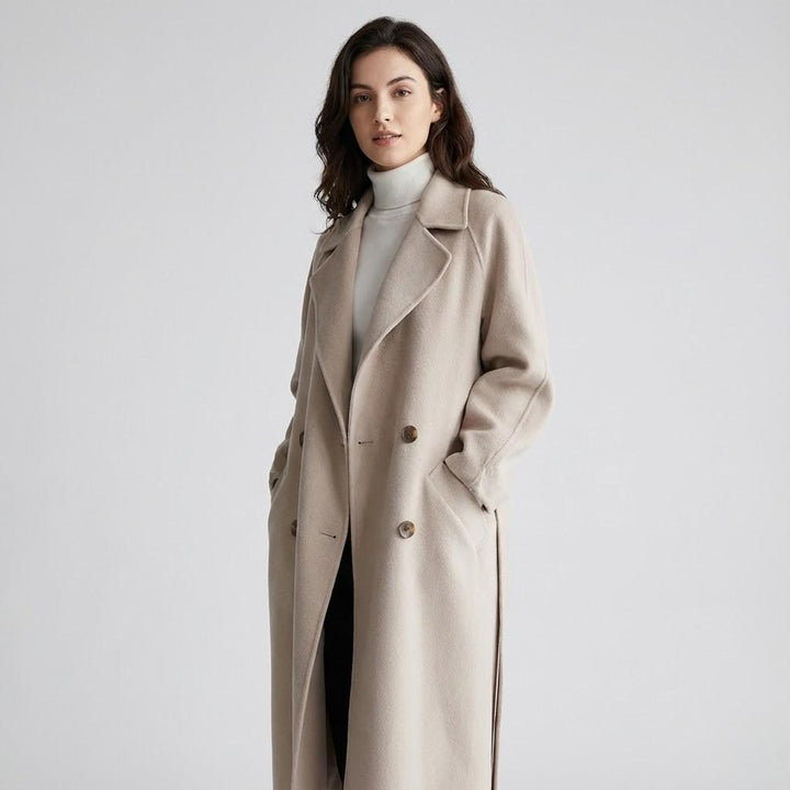 Relaxed Fit Long Wool Blend Structured Coat