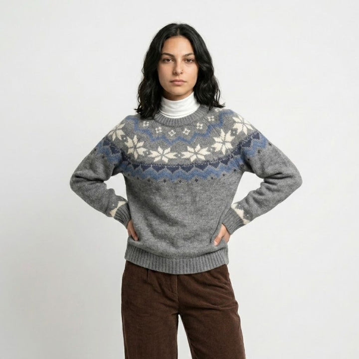 Cozy Nordic Pattern Knitted Sweater in Acrylic-Polyester Blend