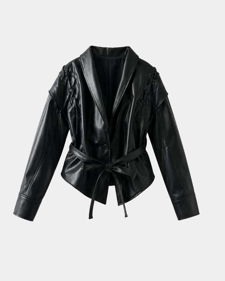 Belted Wrap Coat with Stylish Shoulder Accents