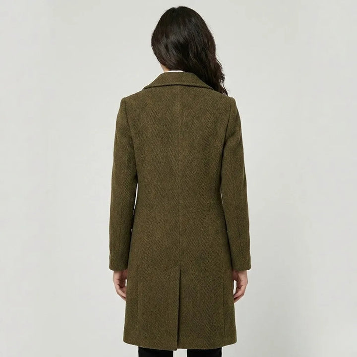 Straight-Cut Long Coat Crafted from a Wool Blend