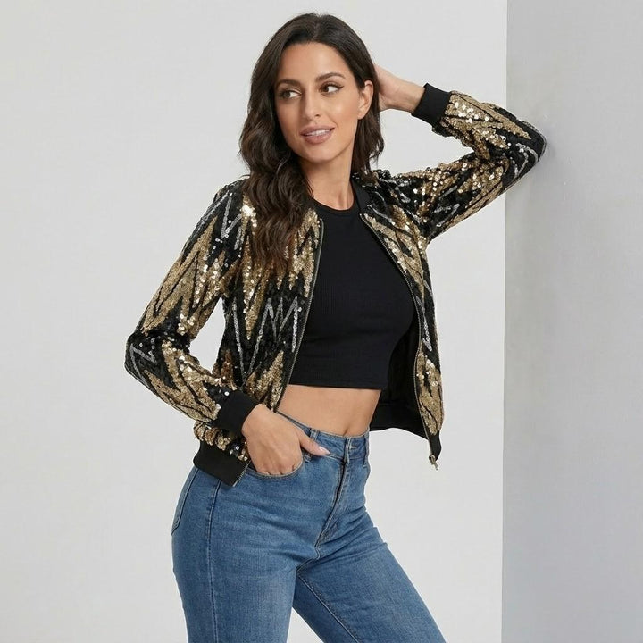 Chic Urban Short Bomber Jacket with a Subtle Sheen