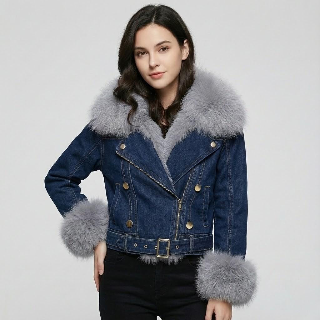 Tailored Short Jacket Crafted from Faux Fur