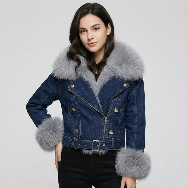 Tailored Short Jacket Crafted from Faux Fur