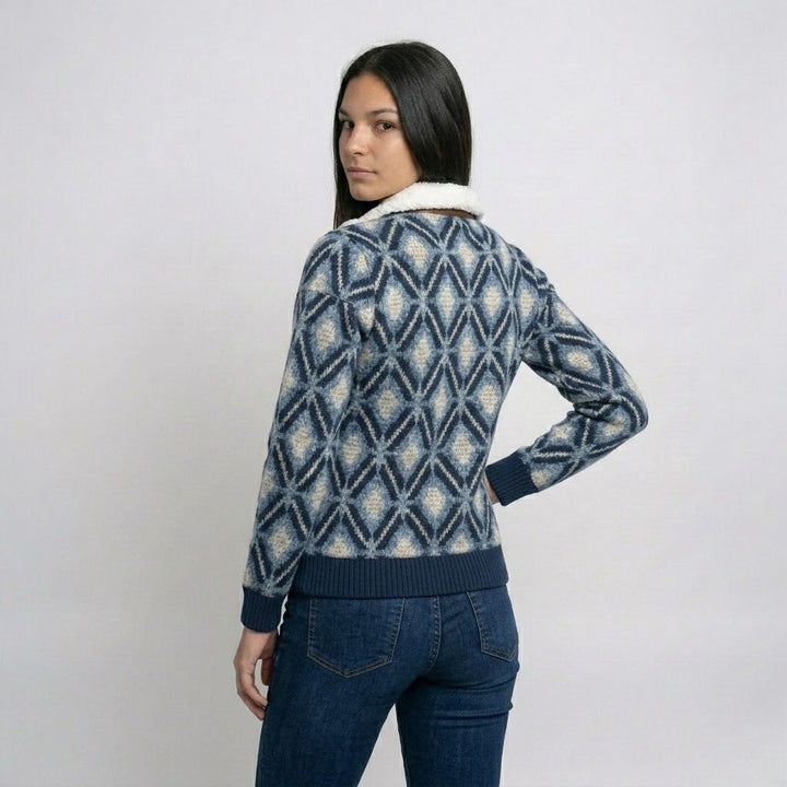 Half-Zip Roll Neck Knitted Sweater