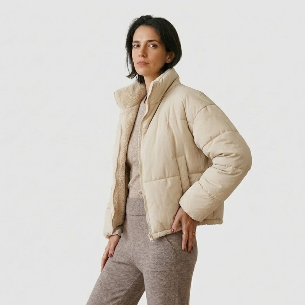 High-Collar Short Quilted Jacket