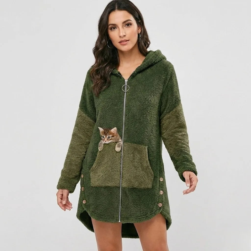 Cozy Hooded Knit Jacket with Relaxed Fit