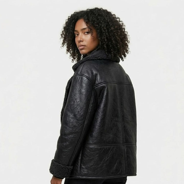 Tailored Aviator Jacket with Oversized Collar