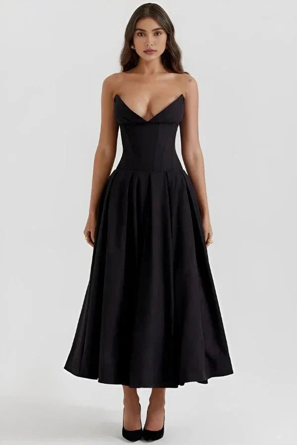 Midi Dress with Structured Bra - No Straps