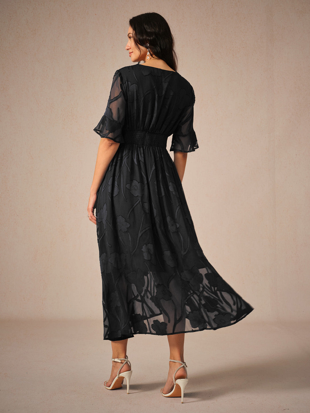 Maja | Short Sleeve Midi Dress with Unique Patterns