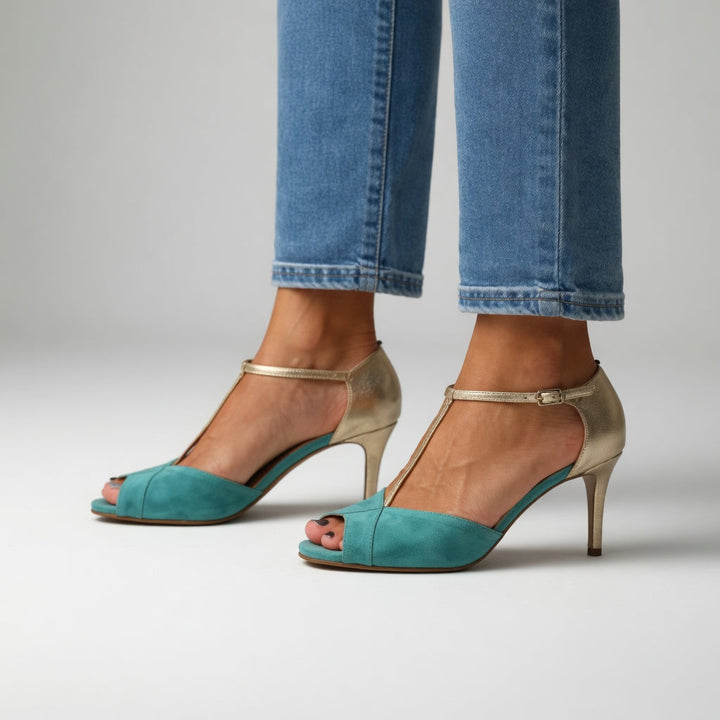 Tourmaline - Two-Tone Heeled Sandals