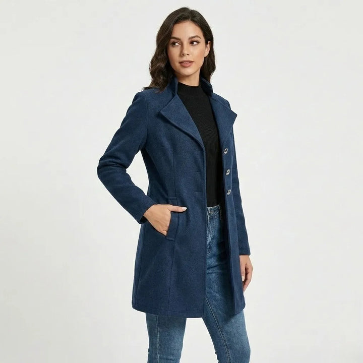 Modern Straight-Cut Structured Wool Blend Coat