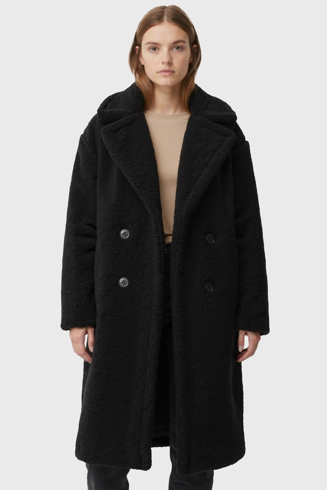 Straight Cut Long Teddy Coat