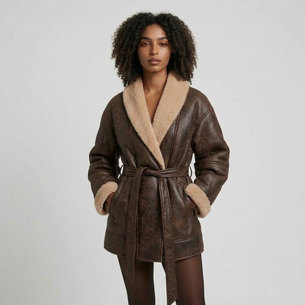 Adjustable Belted Wrap Winter Coat