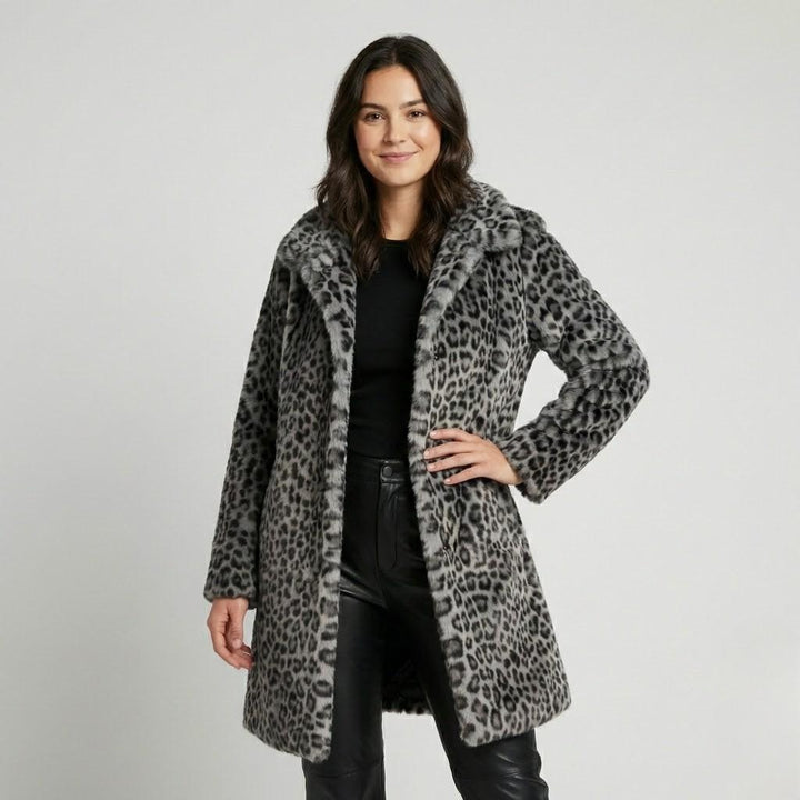 Straight-Cut Long Synthetic Fur Coat