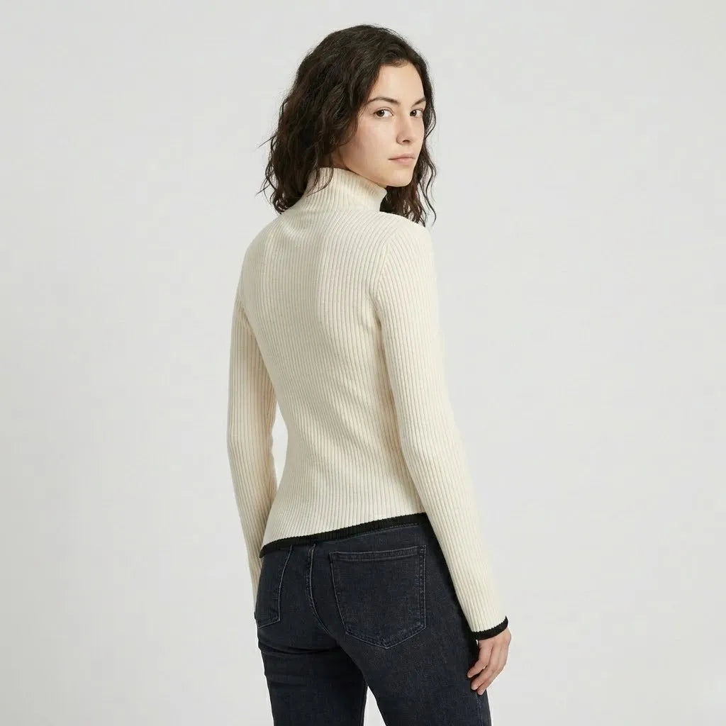 Fitted Ribbed Roll Neck Sweater