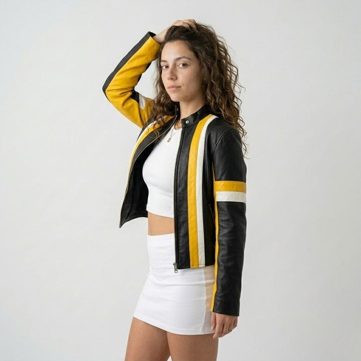 Short Jacket with Front Closure and Contrasting Accents