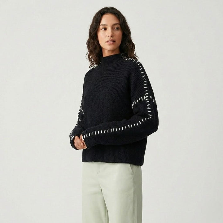 Loose-Fit Knitted Sweater with Unique Craft Details