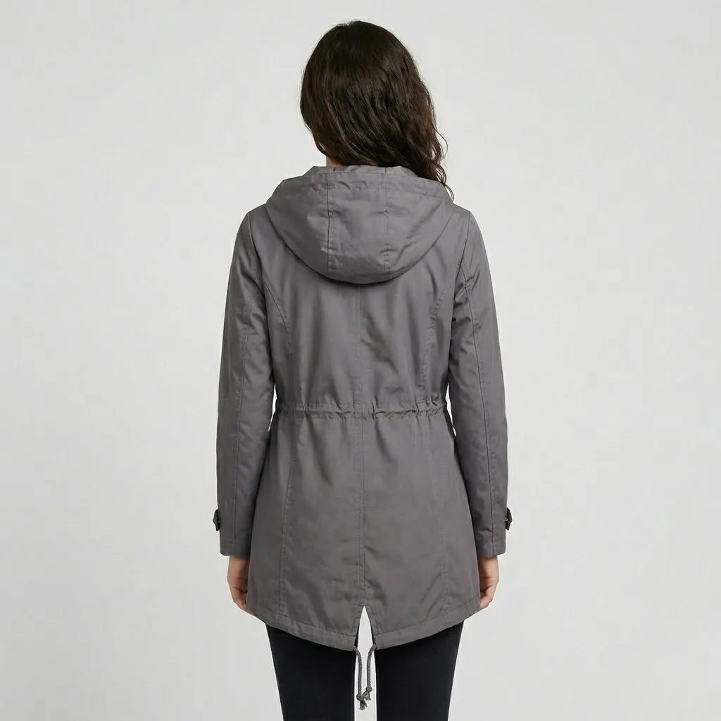 Fitted Hooded Long Parka in Technical Cotton