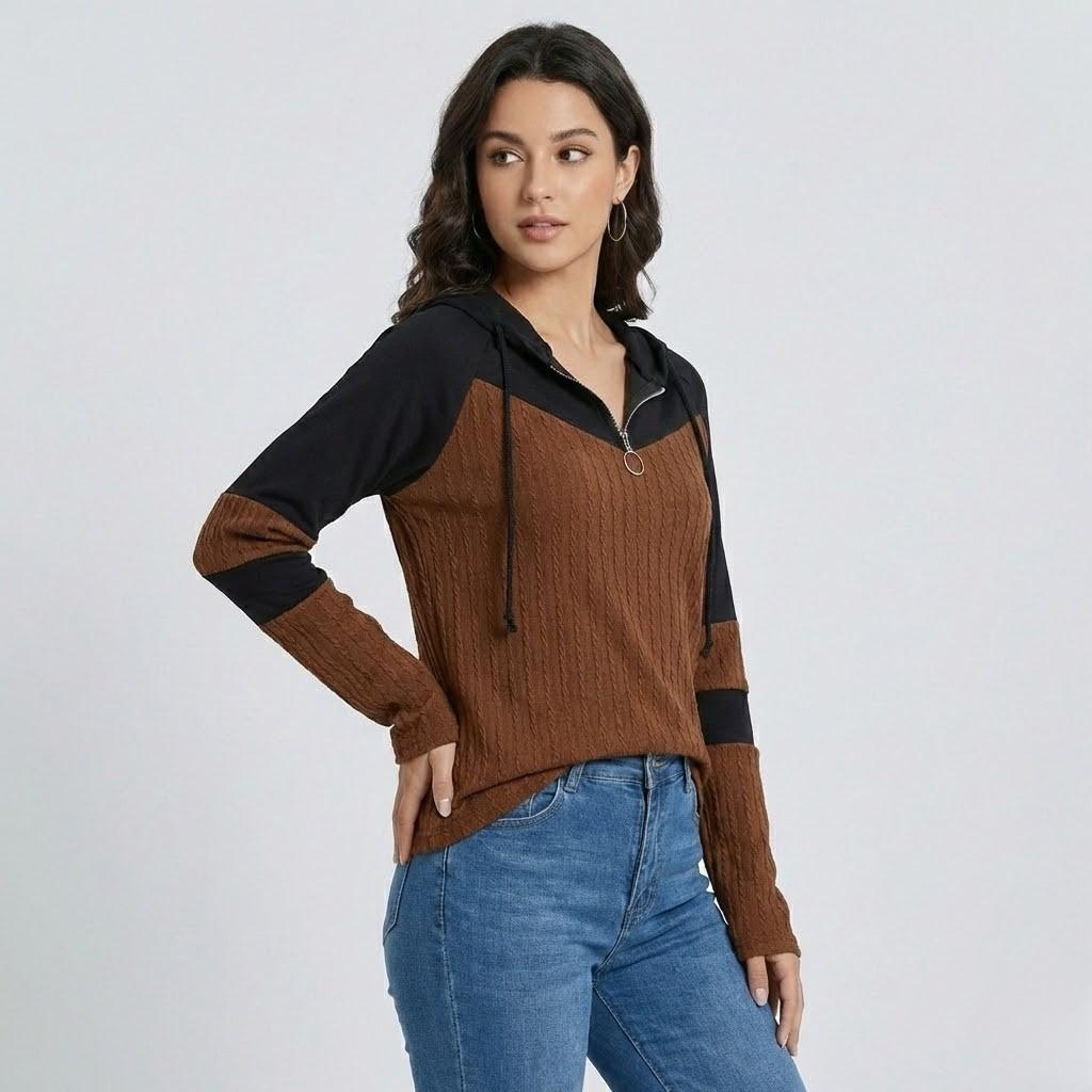 Half-Zip Textured Hoodie