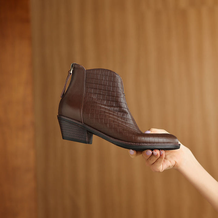 Genuine Leather Straight-Calf Boots
