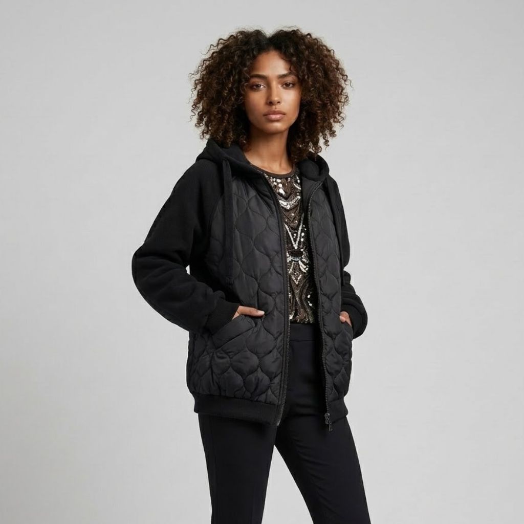 Urban Style Quilted Jacket with Adjustable Hood