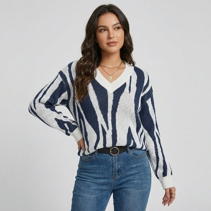 V-Neck Straight Cut Knitted Sweater