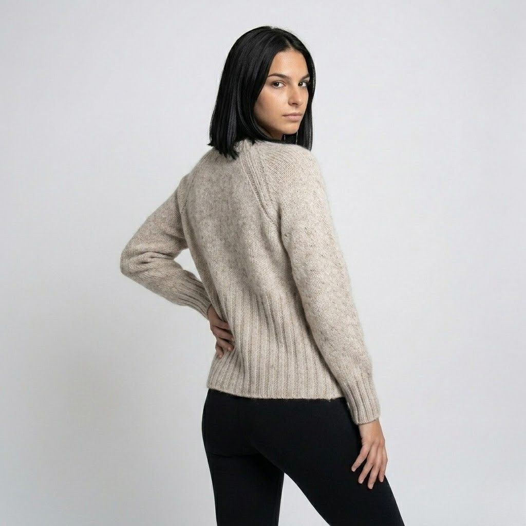 Textured Knit Sweater Crafted from Acrylic-Polyester Blend