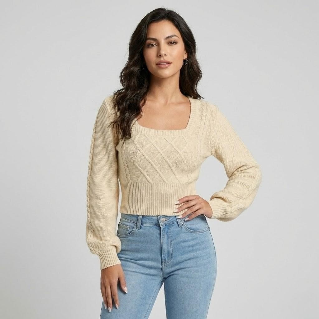 Fitted Cable Knit Sweater