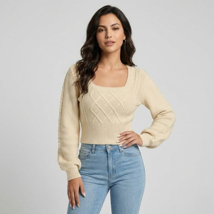 Fitted Cable Knit Sweater