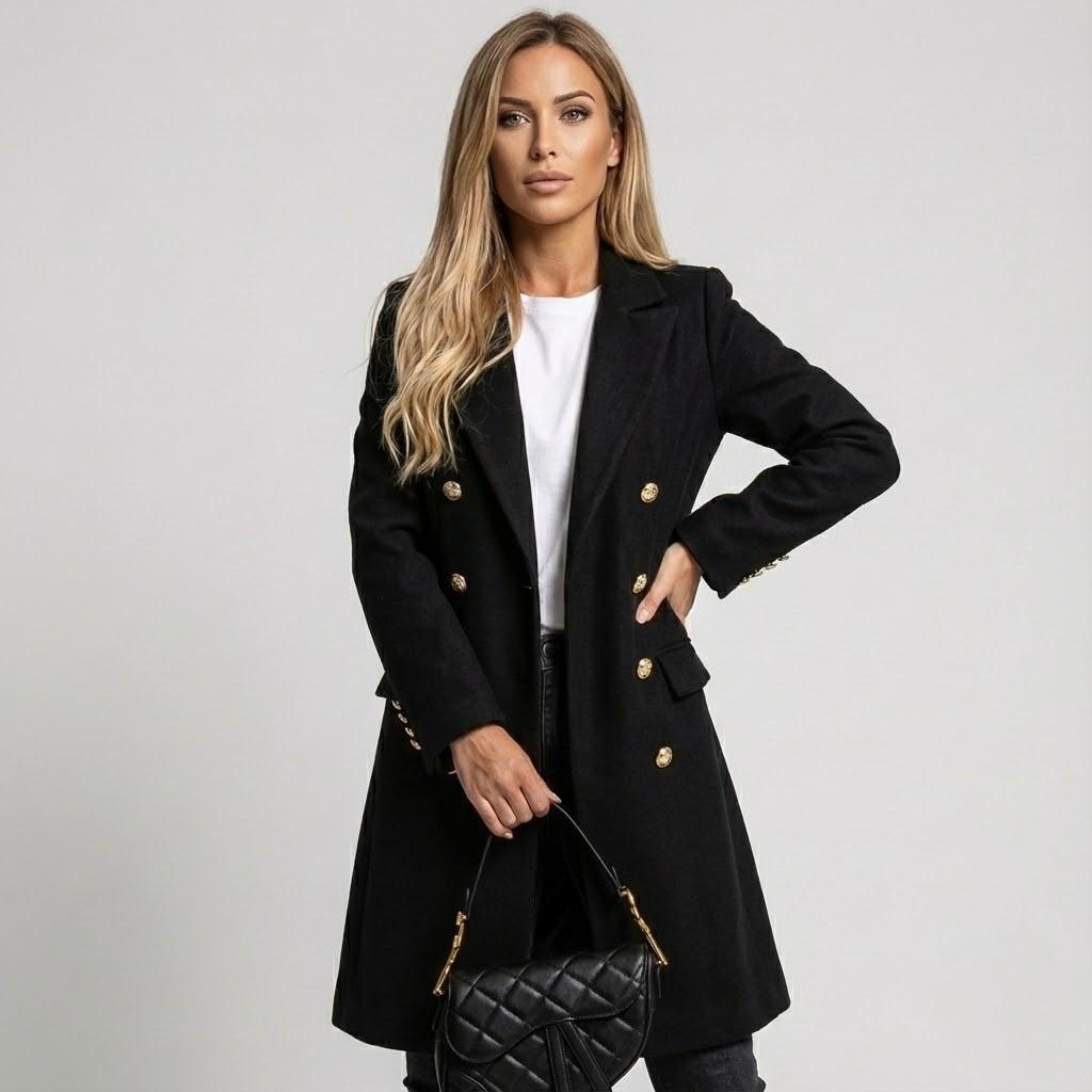 Soft Polyester Blend Long Trench Coat with Adjustable Belt