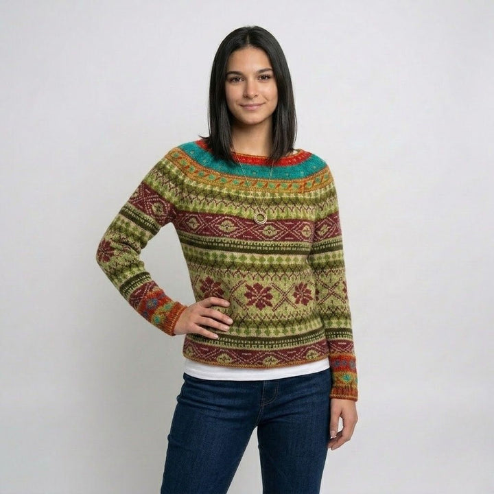 Ethnic Pattern Knitted Sweater in Acrylic-Polyester Blend