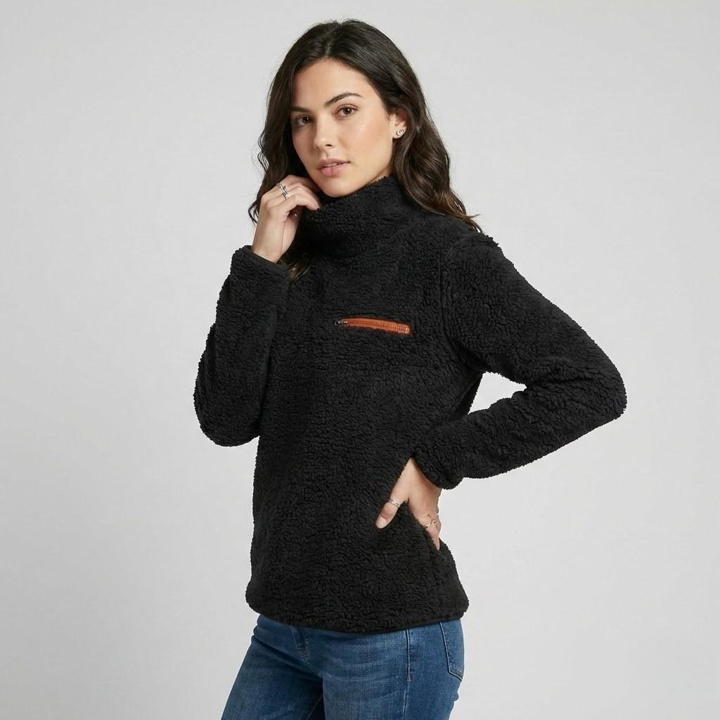 Cozy Fleece Hoodie Featuring a Zippered Pocket