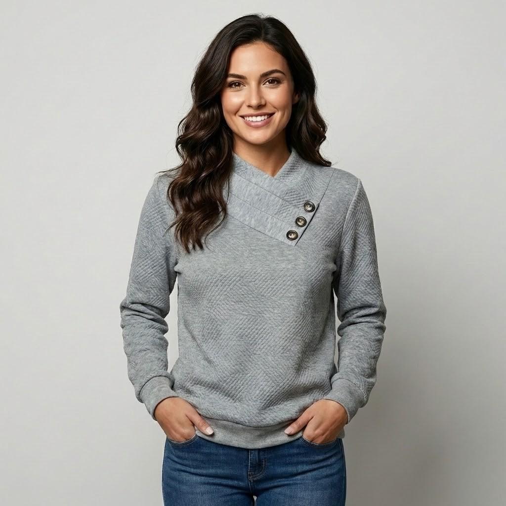 Elegant Crossed Neckline Knitted Sweater