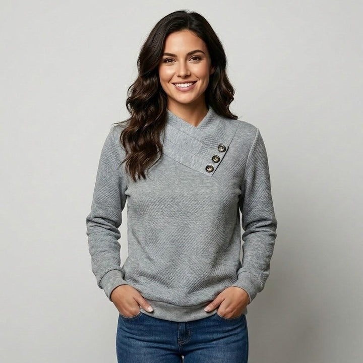 Elegant Crossed Neckline Knitted Sweater