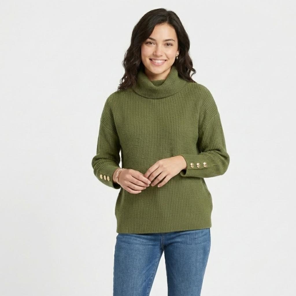 Cozy Loose-Fit Knitted Sweater with Button Closure