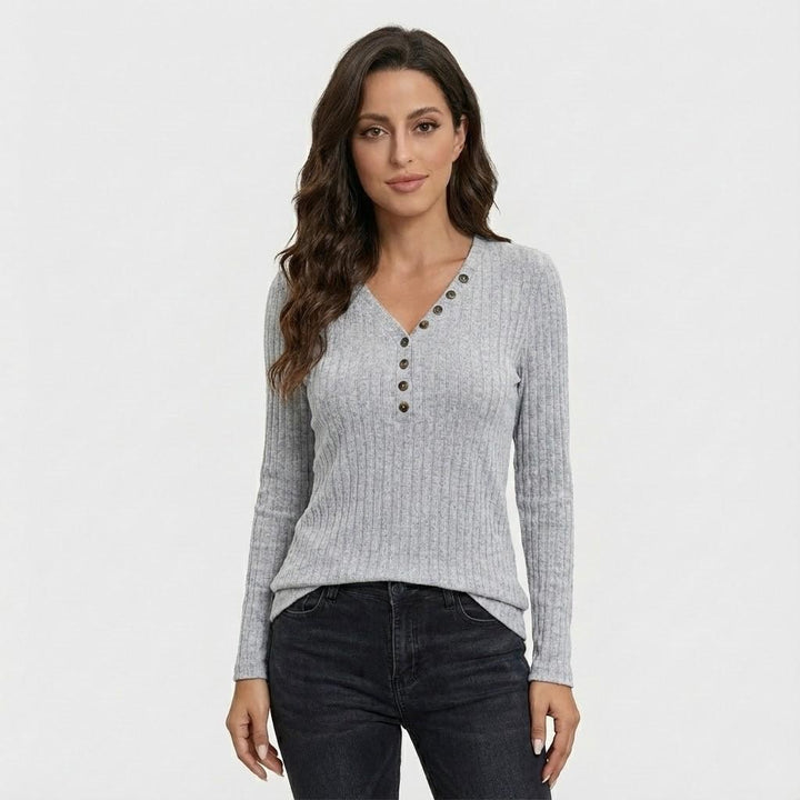 Fitted Ribbed Cotton Blend Sweater